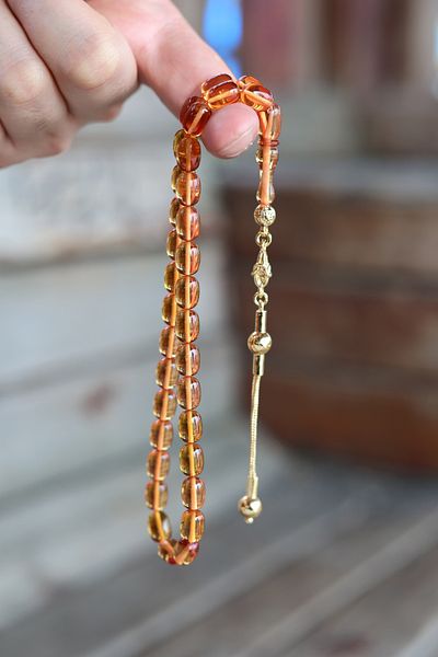 ARURTAKI Men's Gift 33 Orange Fire Amber Tasseled Rosary