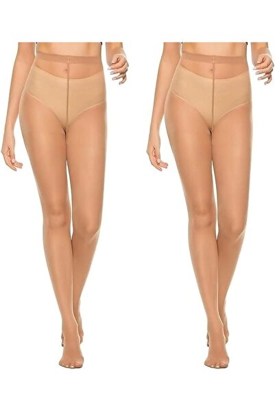 Glamroot Women's/Girl's Sheer Pantyhose Stockings Tights, Beige, Pack Of 2