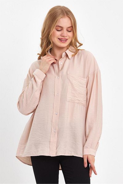 VENA Cămașă Tina Oversize Crinkle - Stone