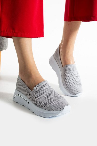HVZ Exclusive Gray Knitwear Comfortable Sports Shoes Comfort Soft Soled Snekaer (4,5cm)