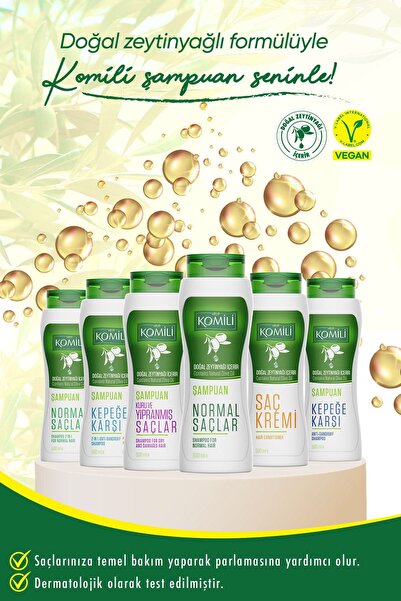 Komili Kepekli Saçlar İçin Kepek Karşıtı Vegan Şampuan 3'lü Set - 3 X 500 ML
