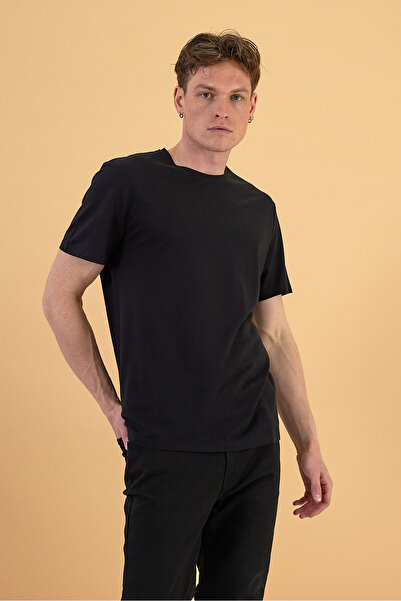 VENA Tricou Ken Crew Neck Regular Fit Pike Basic - NEGRU