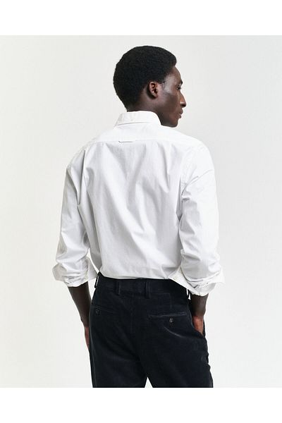 Gant Men's White Slim Fit Buttoned Lapel Broadcloth Shirt