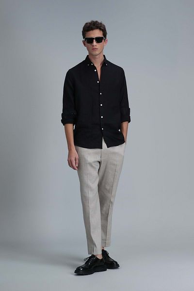 Lufian 111190322 Tomas Smart Ανδρικό παντελόνι Chino Comfrot Fit Ανδρικό παντελόνι μπεζ