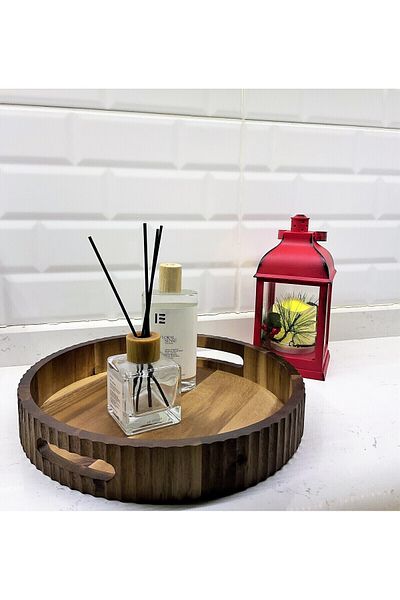 magical dreams Presentation Tray.Akasya Presentation Tray 30 cm Wooden Brown Curved, Decorative Tray
