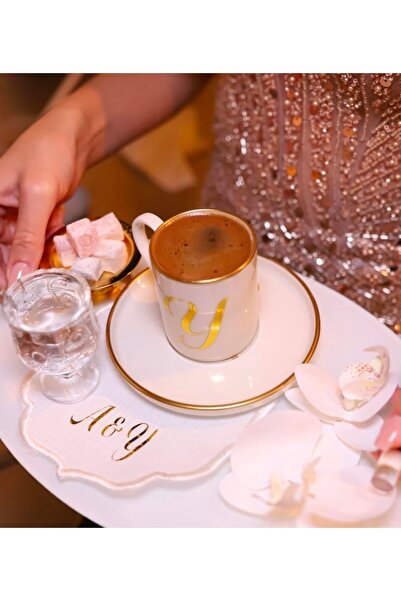 Kişisel Tasarımlar Kişiye özel gold damat kahvesi fincanı ve peçetesi