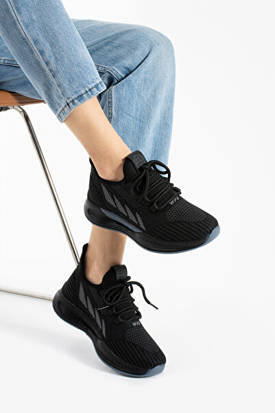 LUİS WALLENTİNO Unisex Μαύρα καλοκαιρινά πλεκτά αθλητικά παπούτσια Άνετη εφαρ...