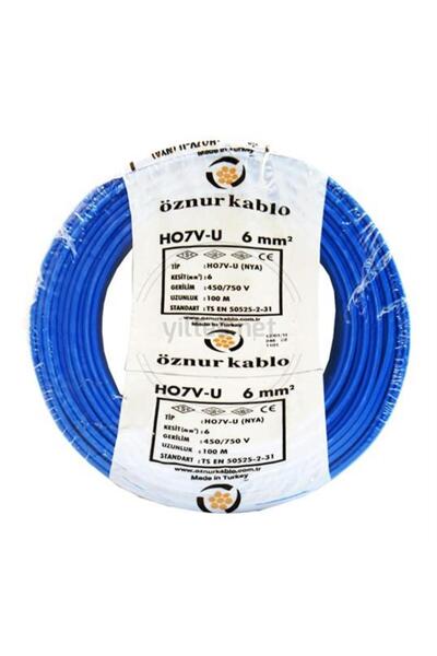 ÖZNUR 6 Mm Nya Kablo Tek Damar Mavi 100 Metre