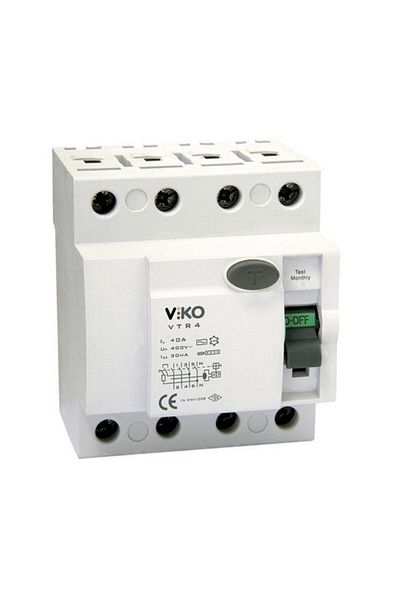 VİKO Viko Three Phase Leakage Current Fuse - 4 Pole, 25 Ampere, 300 Ma
