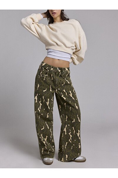 september island Baggy Boyfriend Baggy Jeans with Camouflage Detail