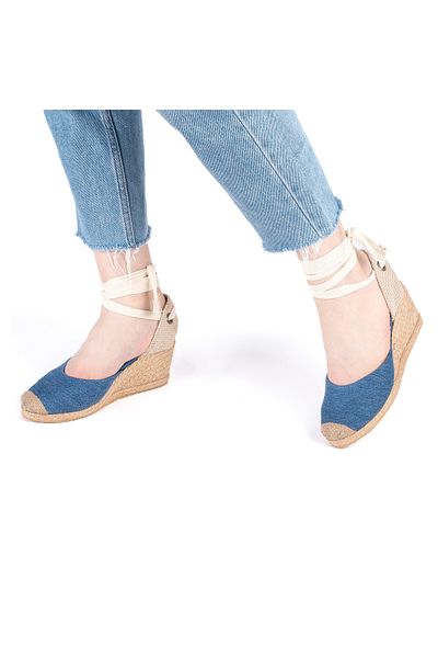 Star Tombis Espadrile cu șnur realizate manual Espadrile din in, cu toc pană, realizate manual