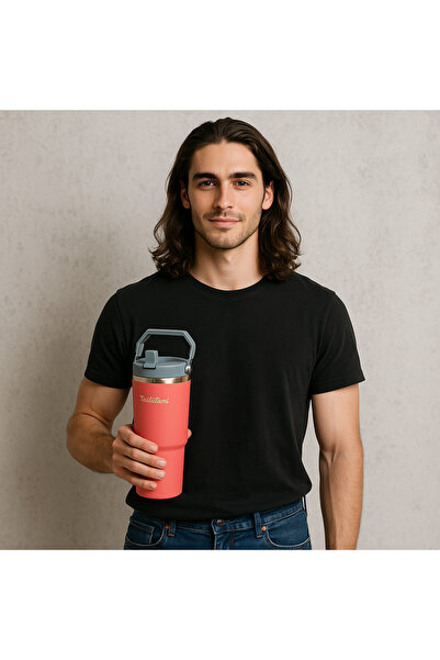 Tantitoni Shela Çelik Kulplu - Aç-Kapa Pipetli - 900 ML Premium Termos - Pasl...