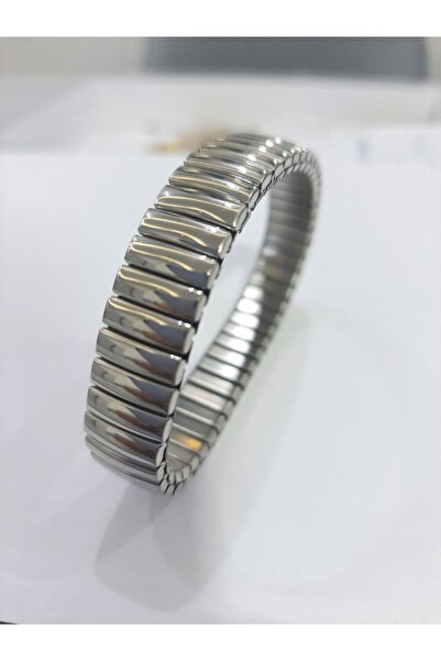 Tasarım Çelik Bileklik Metal Elastikli Düz Desen Model 1 Cm Genişlik 18 Cm Un...