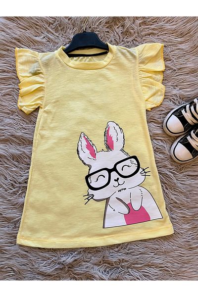 enes baby summer ruffled sleeve rabbit girl dress