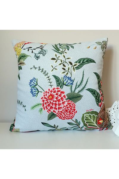 decofav Pastel Blue Floor Throw Pillow Case, Botanical Floral Design and Hidden Zipper 43X43 cm