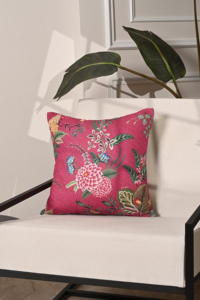 decofav Pink Floor Botanical Floral Contaminated Case 43X43 Cm, Hidden Zipper