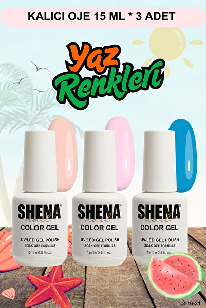 Shena Kalıcı Oje Yaz Renkleri 3 Adet * 15 Ml (Nude, Pembe, Mavi) ❤ From Dubai