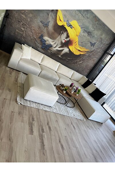 Erduran Mobilya ANGELO 7 MODÜL BAYB FACE 01 SIRT MİNDERLİ KÖŞE KOLTUK TAKIMI