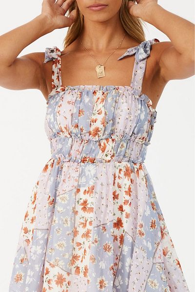FASHION COCKTAIL Mini rochie cu imprimeu casual de vară, cu curea groasă, cu fundă florală