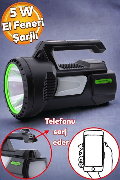 Badem10 Şarjlı Ledli Çok Fonksiyonlu Projektör El Kamp Lambası Feneri 5w 4800...