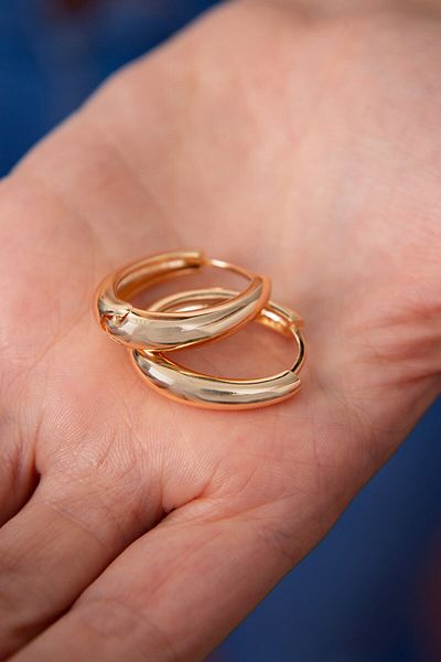 Elika Silver Rose Gold Women's Hoop Model Earrings