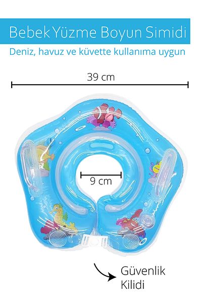 SmartFox Sea Pool Safety Locked Baby Swimming Neck Ring Blue
