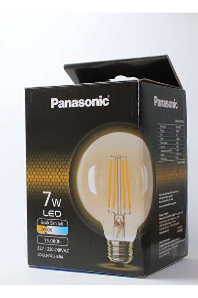 PANASONIC E27 Filaman Rustik Büyük Boy Ampül 630lm 2000k Gold Sıcak Sarı Işık 13,8*95 Cm