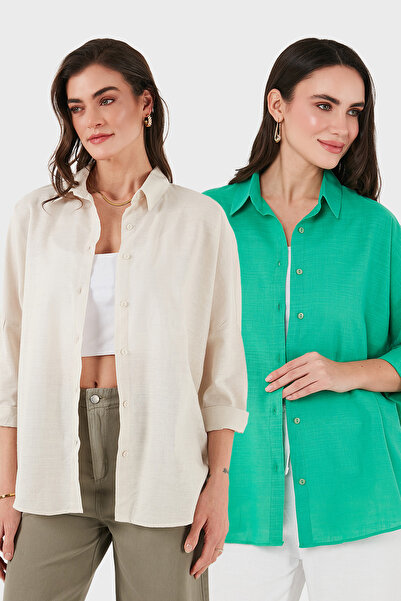 SD LUXURY Cotton Blend Oversize Fit Long Sleeve 2 Pack Shirt Shirt 6781001S2