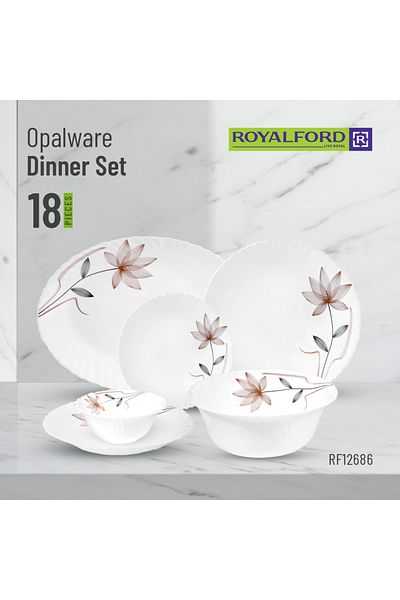 ROYALFORD 18pcs Opalware Dinner Set Rf12686 Dishwasher-safe, Freezer And Microwave Safe