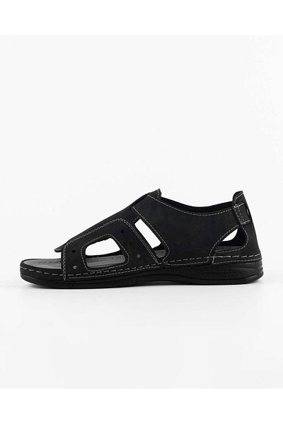 Tigerline Men's Comfortable Black Sandals Orthopedic Sole