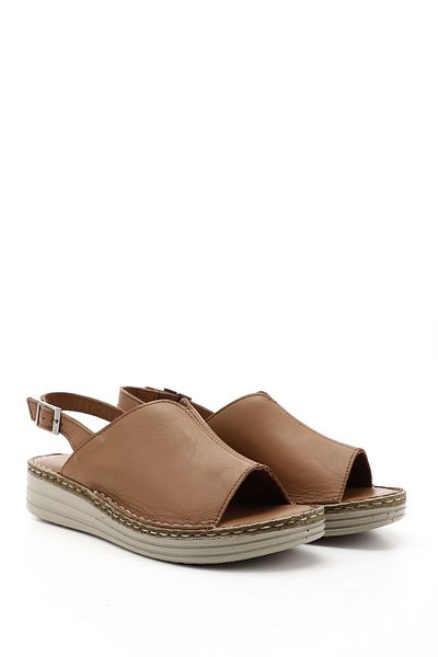 GÖNDERİ(R) Γυναικεία / Κορίτσια Tan Wedge Heel Γνήσιο δέρμα Comfort σανδάλια