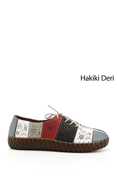 GÖNDERİ(R) Női/lány fehér fűzős valódi bőr komfortcipő