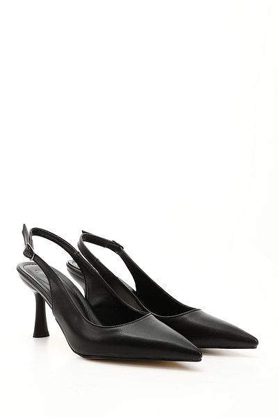GÖNDERİ(R) Women / Girls Black Pointed Toe Goblet Heel Slingback Shoes