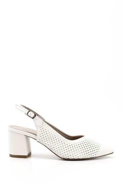 GÖNDERİ(R) Women's White Medium Thick Heeled Slingback Shoes