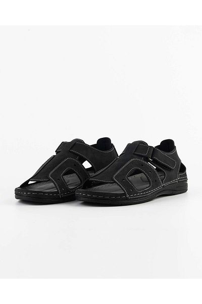 Tigerline Men's Comfortable Black Sandals Orthopedic Sole