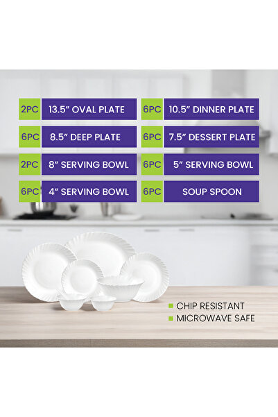 ROYALFORD 40pcs Classic Opalware Dinner Set Rf12658 Dishwasher-safe, Freezer And Microwave Safe