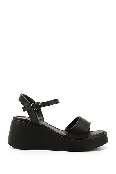 GÖNDERİ(R) Women / Girls Black Ankle Strap Wedge Heeled Sandals