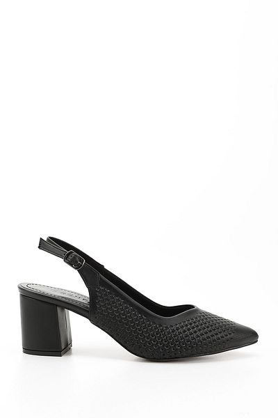 GÖNDERİ(R) Women's Black Medium Thick Heeled Slingback Shoes
