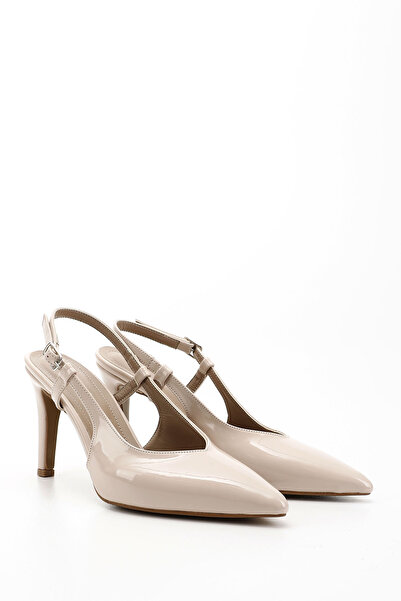 GÖNDERİ(R) Women's Leather Patent Leather Thin Heeled Open Back Shoes