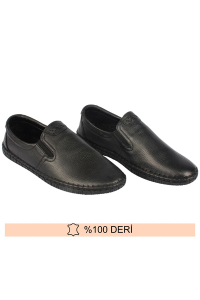 FINE جلد طبيعي أسود مرن أحذية رجالية صيفية مريحة 40-44