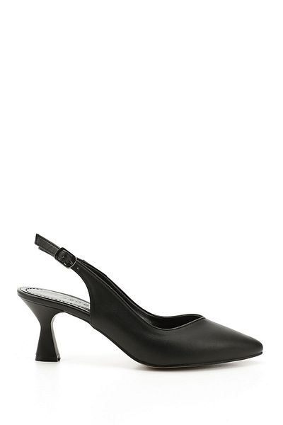 GÖNDERİ(R) BLACK Pointed Toe Goblet Heel Open Back Women's Shoes 38198