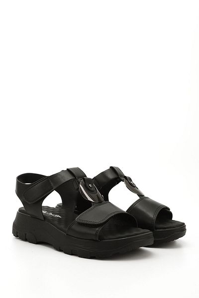 GÖNDERİ(R) Women/Girls Black Velcro Strap Buckle Detailed Comfort Sandals