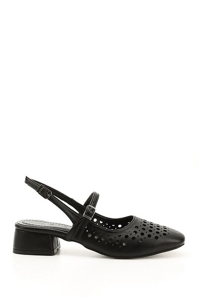 GÖNDERİ(R) Women / Girls Black Short Thick Heeled Slingback Mary Jane Shoes