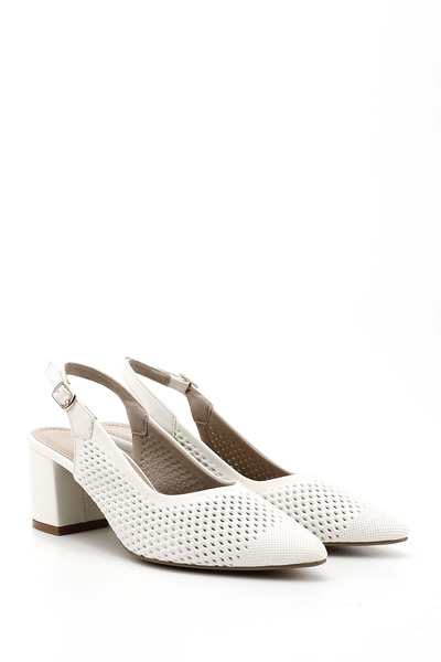 GÖNDERİ(R) Pantofi de damă albi cu toc mediu gros