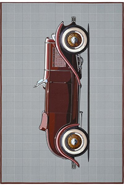 Cool Halı Agnes Bordo Gri Halı Vintage Kazayağı Arabalı Halı Yumuşak Halı Yık...