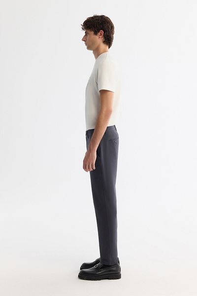 Avva Men's Anthracite Slim Fit Classic Waist Soft Button Chino Trousers B003035