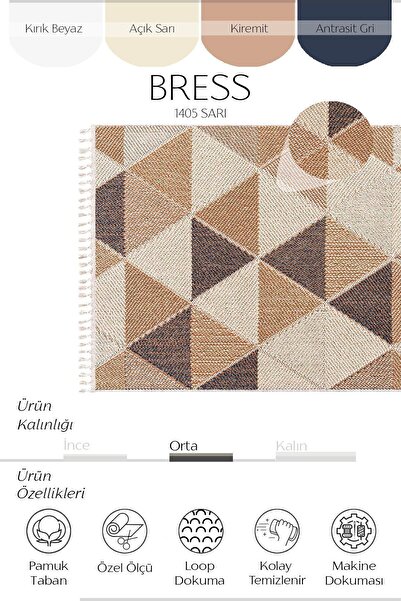 Cool Halı Bress 1405 Sarı Mavi Halı Iskandinav Halı Kesme Yolluk Salon Halı Koridor Halısı Oturma Odası Halısı