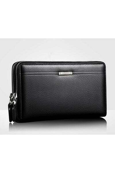 HALAMODO Solid Business Zip Wallet Black