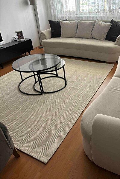 Cool Halı Milano 665 Krem Hasır Dokulu Halı Kilim Salon Mutfak Koridor Kesme ...