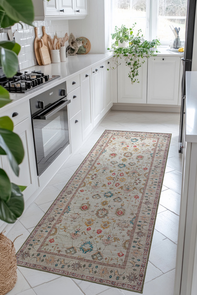 Cool Halı Private Krem Mutfak Halısı Yolluk Leke Tutmayan Tezgah Önü Mutfak P...